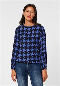 Bluse mit Hahnentrittprint mighty blue