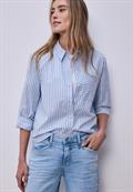 Bluse mit Hemdkragen und Backprint original blue