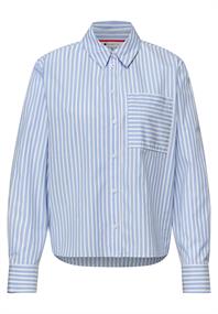 Bluse mit Hemdkragen und Backprint original blue