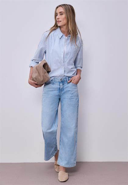 Bluse mit Hemdkragen und Backprint original blue