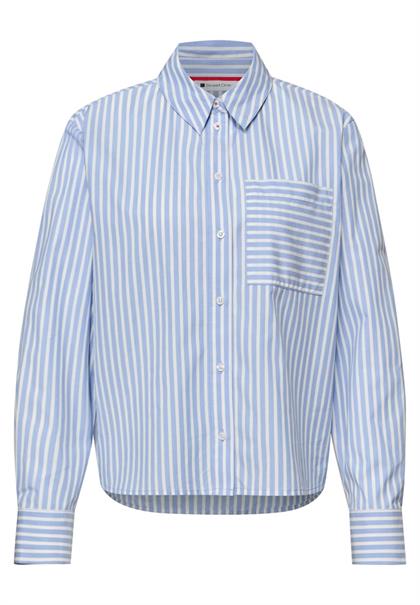 Bluse mit Hemdkragen und Backprint original blue