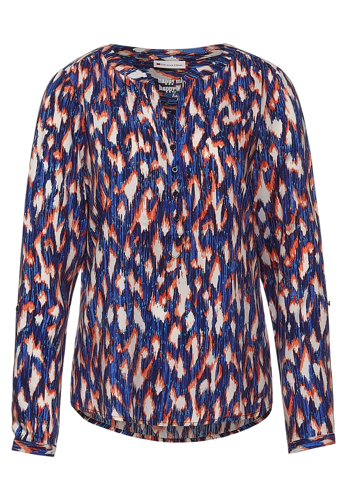Street One Damen Langarmbluse Bluse mit Ikat Muster dark blue bequem online  kaufen bei