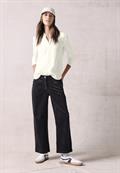 Bluse mit Jersey-Arm vanilla white