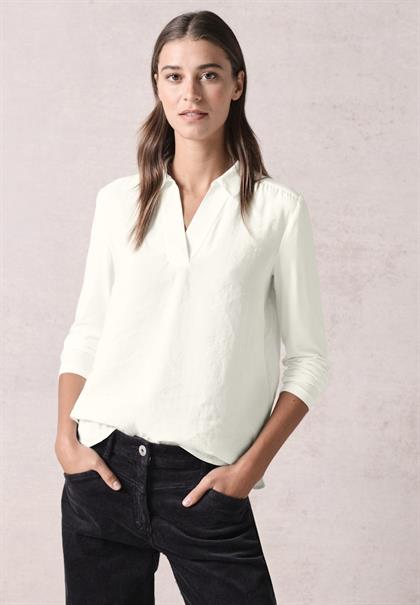 Bluse mit Jersey-Arm vanilla white