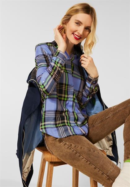 Bluse mit Karomuster vivid blue