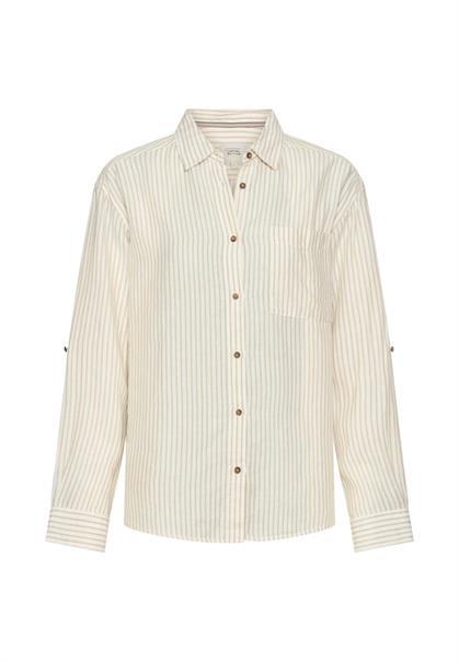 Bluse mit Kentkragen sand- white
