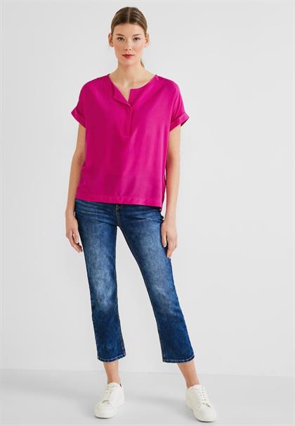 Bluse mit Klappenkragen nu pink