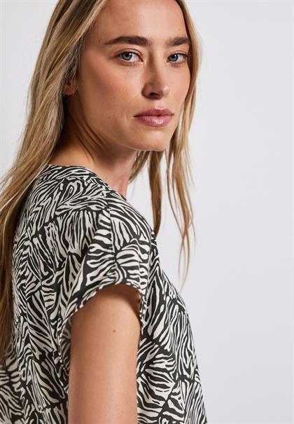 Bluse mit Minimal Print pine grove green
