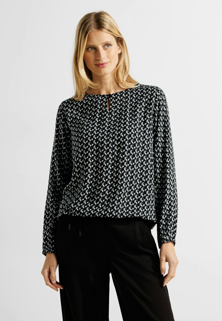 Cecil Damen Langarmbluse Bluse mit Minimalprint easy green bequem online  kaufen bei | Blusen