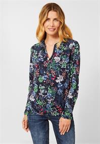 Bluse mit Minimalprint deep blue