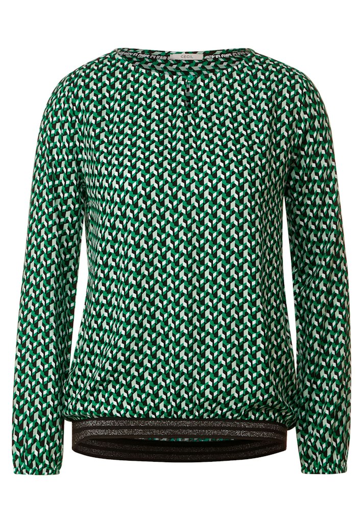 Cecil Damen Langarmbluse Bluse mit bequem green bei kaufen Minimalprint online easy