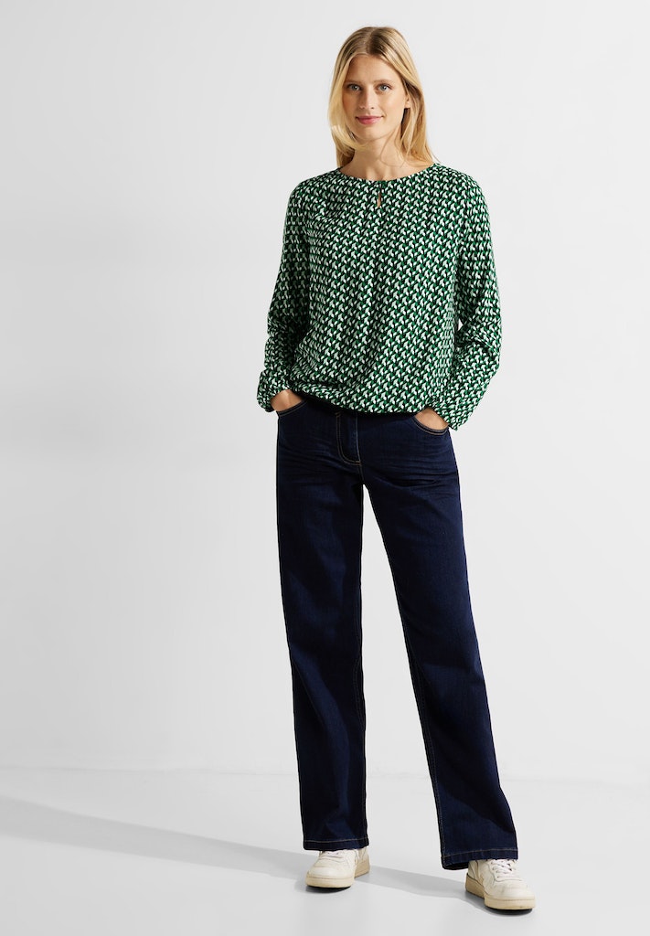 Cecil Damen Langarmbluse Bluse mit Minimalprint easy green bequem online  kaufen bei