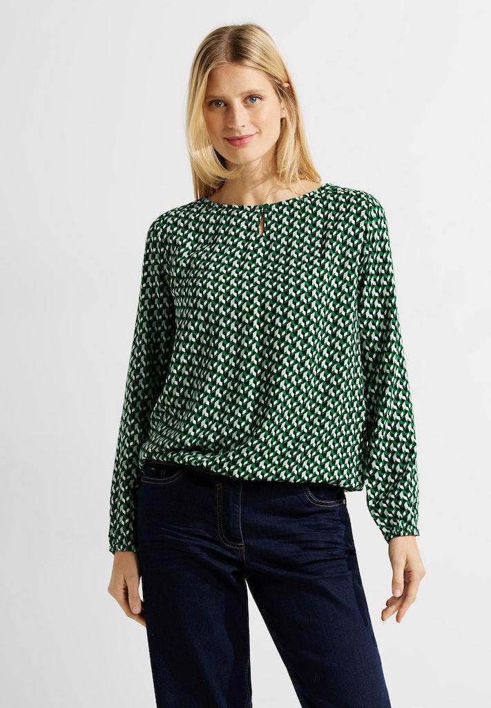 Cecil Damen Langarmbluse Bluse mit Minimalprint easy green bequem online  kaufen bei