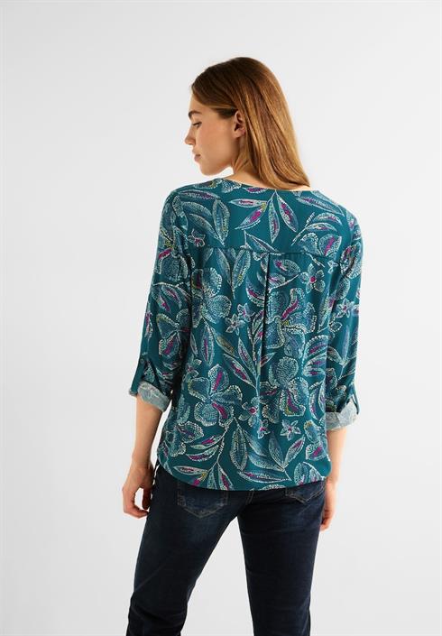 Cecil Damen Langarmbluse Bluse mit bequem deep online bei lake Multicolorprint green kaufen