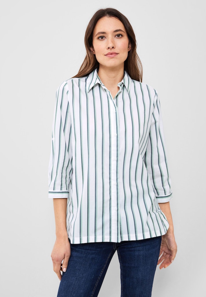Cecil Damen Langarmbluse Bluse mit Multicolorstreifen easy khaki bequem  online kaufen bei
