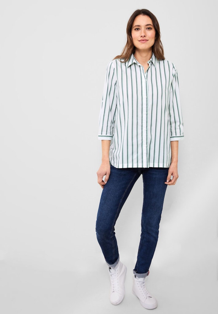 Cecil Damen Langarmbluse Bluse mit Multicolorstreifen easy khaki bequem  online kaufen bei