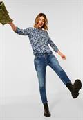 Bluse mit Multicolour Print dark vintage blue