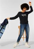 Bluse mit Partprint black