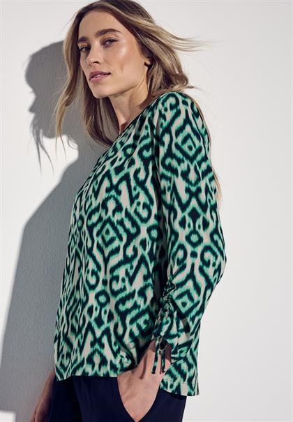 Bluse mit Raffung am Arm hunter green