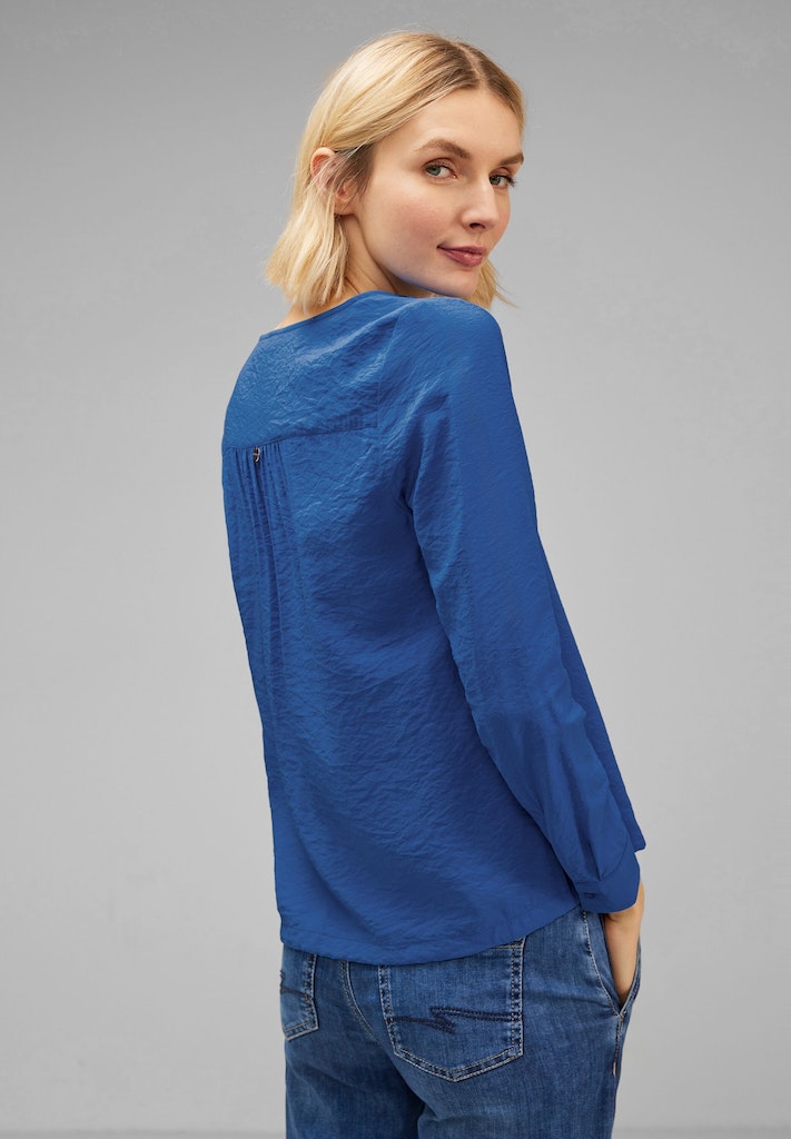 kaufen intense mit bequem online Street bei One Damen Langarmbluse Raffung fresh gentle Bluse blue