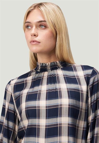 Bluse mit Rüschen dark bluebeige