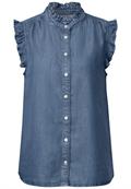 Bluse mit Rüschendetails medium blue soft washed