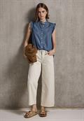 Bluse mit Rüschendetails medium blue soft washed