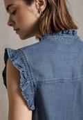 Bluse mit Rüschendetails medium blue soft washed