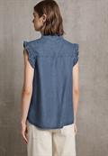 Bluse mit Rüschendetails medium blue soft washed