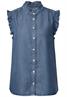 Bluse mit Rüschendetails medium blue soft washed