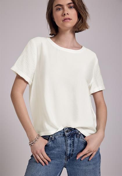 Bluse mit Seiten-Schlitzen off white