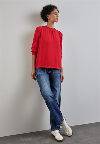 Bluse mit Smock-Details mandarin red