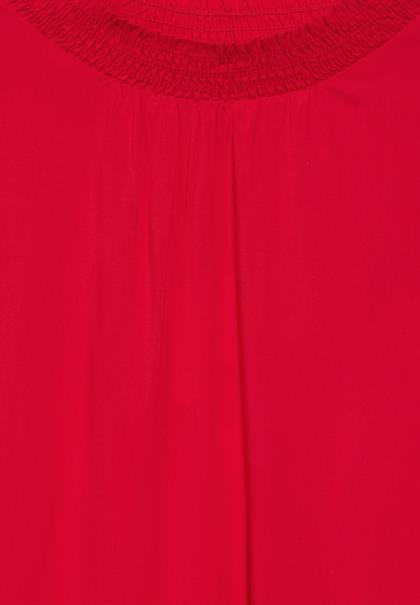 Bluse mit Smock-Details mandarin red