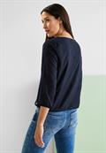 Bluse mit Smokdetails deep blue