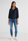 Bluse mit Smokdetails deep blue