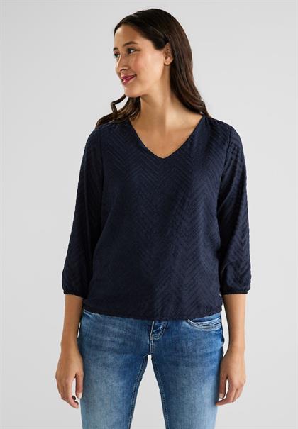 Bluse mit Smokdetails deep blue