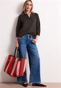Bluse mit Split Neck aus Leinenmix espresso brown