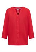 Bluse mit Split Neck aus Leinenmix fresh red