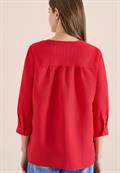 Bluse mit Split Neck aus Leinenmix fresh red