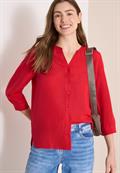 Bluse mit Split Neck aus Leinenmix fresh red