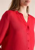 Bluse mit Split Neck aus Leinenmix fresh red
