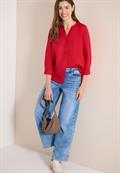 Bluse mit Split Neck aus Leinenmix fresh red