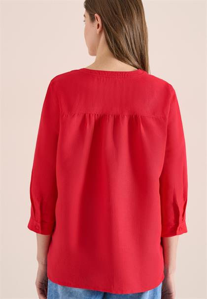 Bluse mit Split Neck aus Leinenmix fresh red