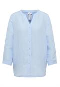 Bluse mit Split Neck aus Leinenmix fresh water blue