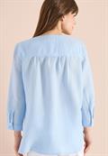 Bluse mit Split Neck aus Leinenmix fresh water blue
