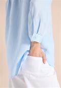 Bluse mit Split Neck aus Leinenmix fresh water blue