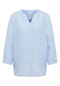 Bluse mit Split Neck aus Leinenmix fresh water blue