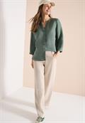 Bluse mit Split Neck aus Leinenmix just khaki