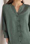 Bluse mit Split Neck aus Leinenmix just khaki