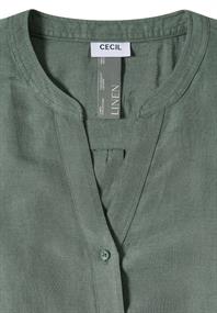 Bluse mit Split Neck aus Leinenmix just khaki
